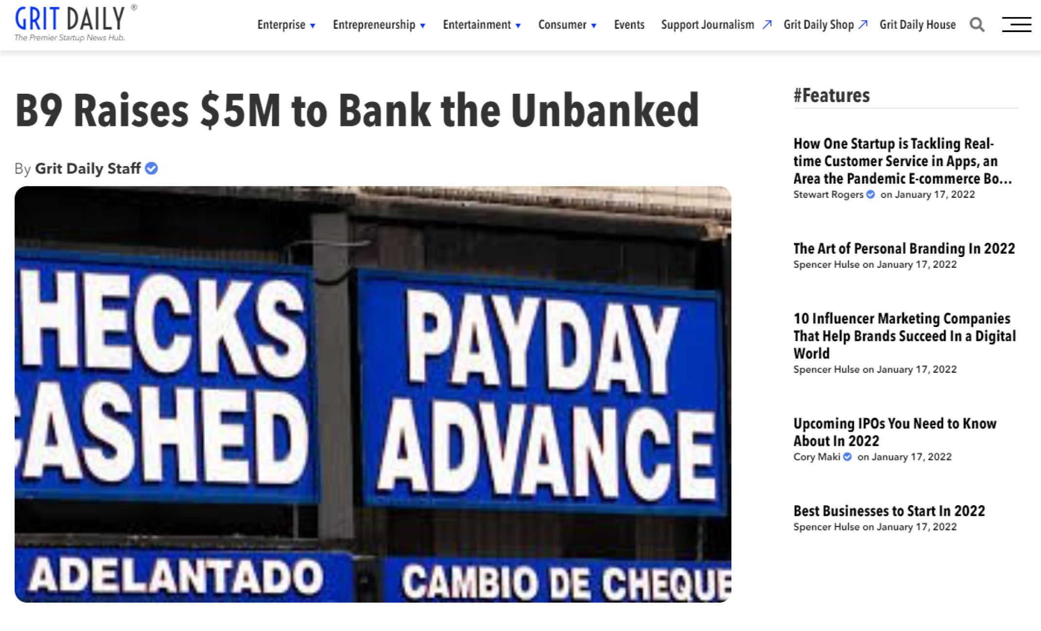 B9 raises $5M to bank the unbanked 
