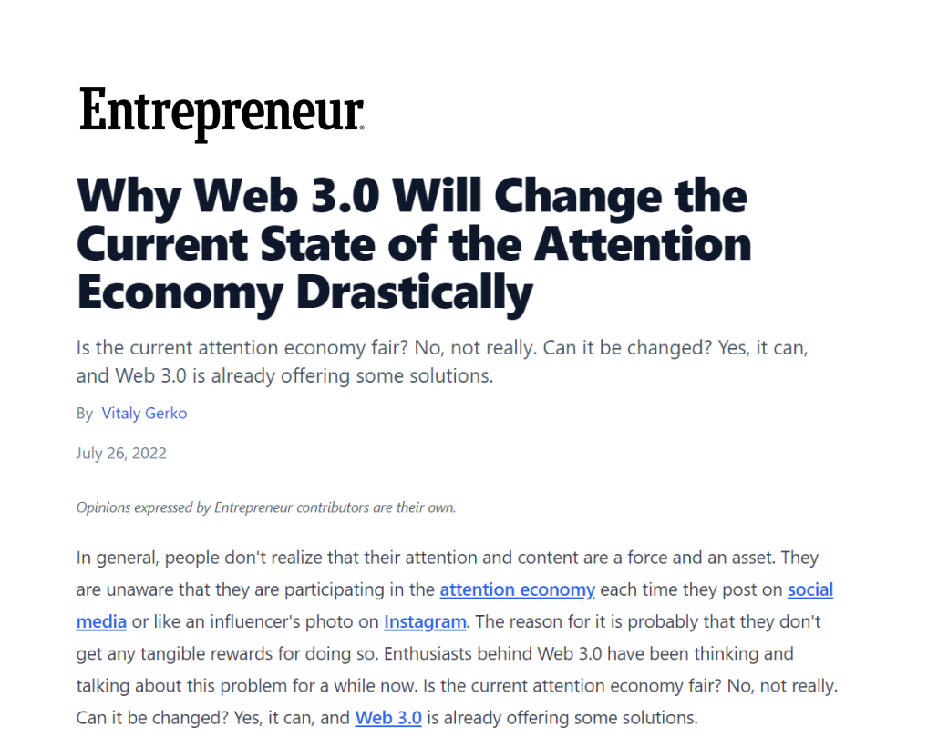 Why Web 3.0 Will Change the Current State of the Attention Economy Drastically