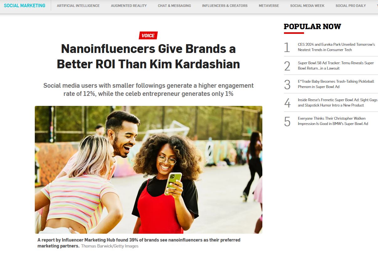 Nanoinfluencers Give Brands a Better ROI Than Kim Kardashian