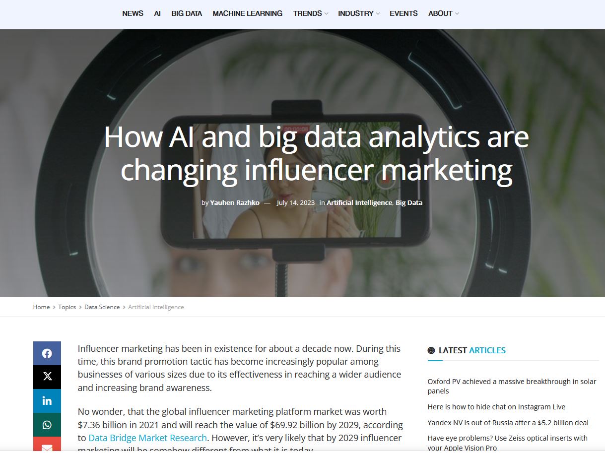 How AI and big data analytics are changing influencer marketing