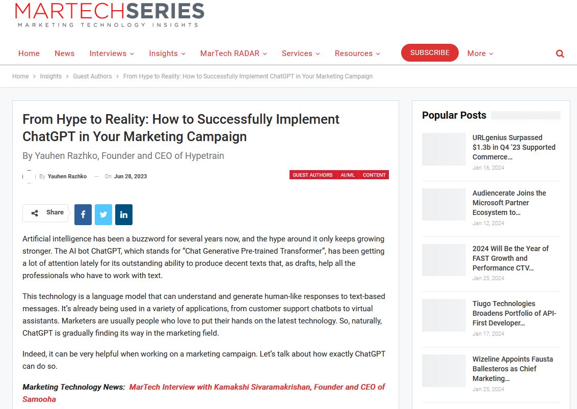 From Hype to Reality: How to Successfully Implement ChatGPT in Your Marketing Campaign